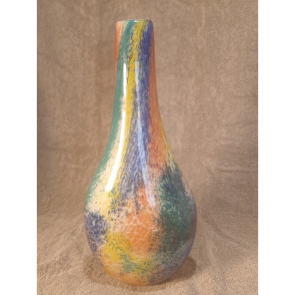 Alejandro KALIFANO Multicolor Art Glass Tall Bud Vase 16in- Near Mint condition